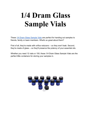 1/4 Dram Glass Sample Vials