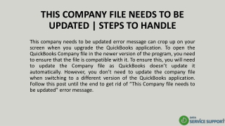 Update the quickbooks company file with the help of this short guide