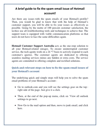 A brief guide to fix the spam email issue of Hotmail account!