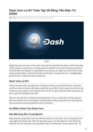 Dash Coin Là Gì Toàn Tập Về Đồng Tiền Điện Tử DASH