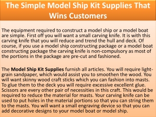 The Simple Model Ship Kit Supplies That Wins Customers