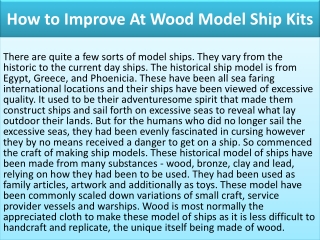 How to Improve At Wood Model Ship Kits