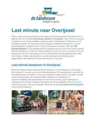 Last minute camping - Kampeerdorp de Zandstuve