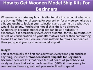 How to Get Wooden Model Ship Kits For Beginners