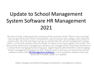 Update to School Management System Software HR Management 2021