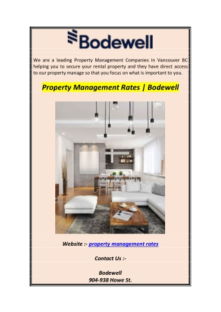 Property Management Rates  Bodewel