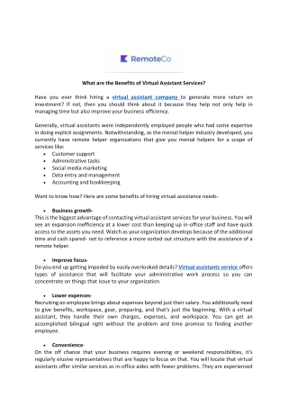 What are the Benefits of Virtual Assistant Services