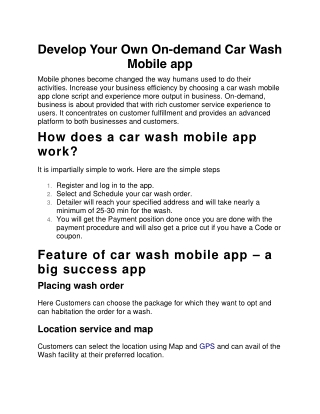 Develop Your Own On-demand Car Wash Mobile app
