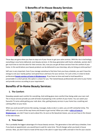 5 Benefits of In-House Beauty Services