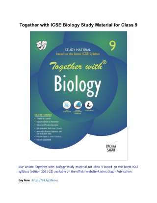 Together with ICSE Biology Study Material for Class 9