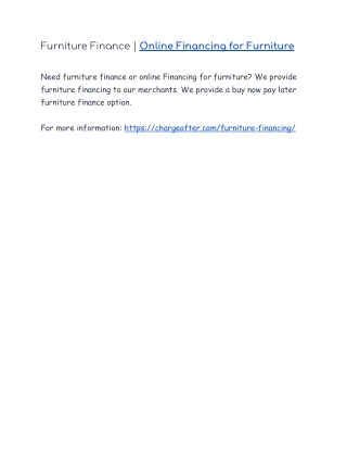 Furniture Finance | Online Financing for Furniture