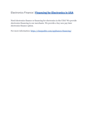 Electronics Finance | Financing for Electronics in USA
