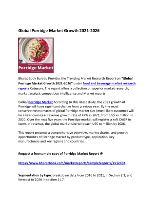 Global Porridge Market Research Report 2021-2026