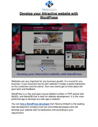 Develop your Attractive website with WordPress