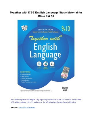 Together with ICSE English Language Study Material for Class 9 & 10