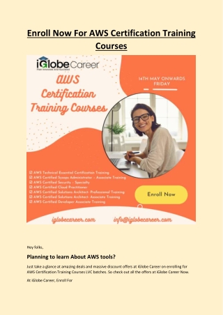 Enroll Now For AWS Certification Training Courses
