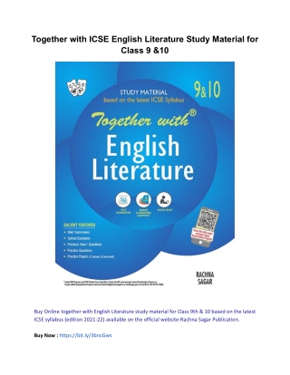 Together with ICSE English Literature Study Material for Class 9 &10