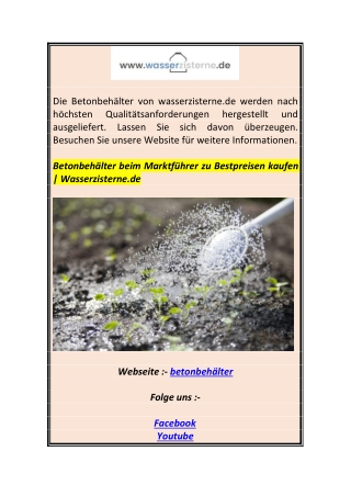 Betonbehälter beim Marktführer zu Bestpreisen kaufen  Wasserzisterne.d