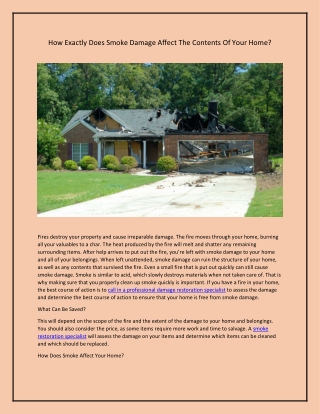 How Exactly Does Smoke Damage Affect The Contents Of Your Home