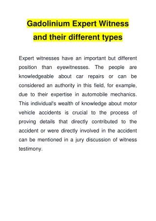 Gadolinium Expert Witness and their different types