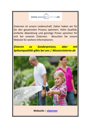 Zisteren zu Sonderpreisen, aber mit Spitzenqualität gibts bei uns  Wasserzisterne.d