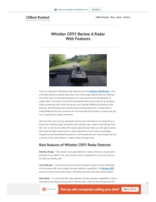 Whistler CR93 Review A Radar With Features
