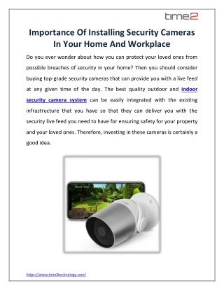 Importance Of Installing Security Cameras In Your Home And Workplace