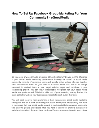 How To Set Up Facebook Group Marketing For Your Community? - eGoodMedia