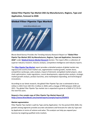 Global Filter Pipette Tips Market Research Report 2021-2026