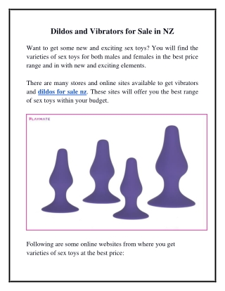 Dildos and Vibrators for Sale in NZ