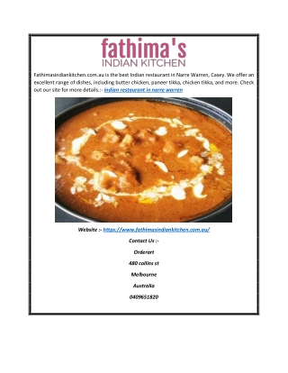 Indian Restaurant in Narre Warren | Fathimasindiankitchen.com.au