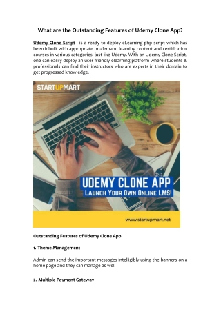 What are the Outstanding Features of Udemy Clone App
