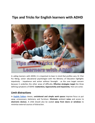 Tips and Tricks for English learners with ADHD