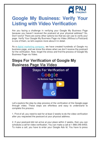 Google My Business: Verify Your Listing with Video Verification