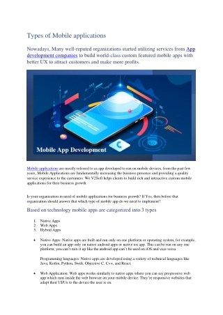 Types of Mobile applications