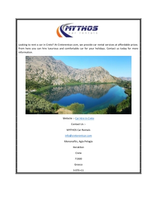 Car Hire In Crete