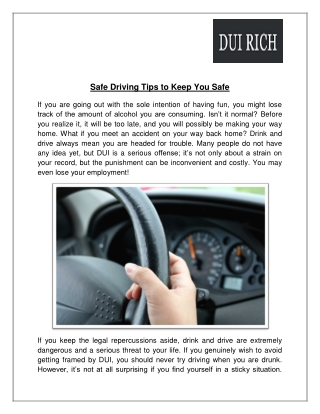 Safe Driving Tips to Keep You Safe