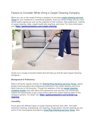 Factors to Consider While Hiring a Carpet Cleaning Company