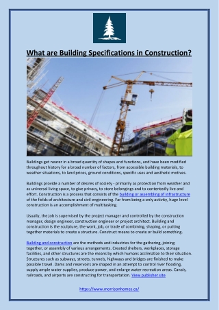 What are Building Specifications in Construction