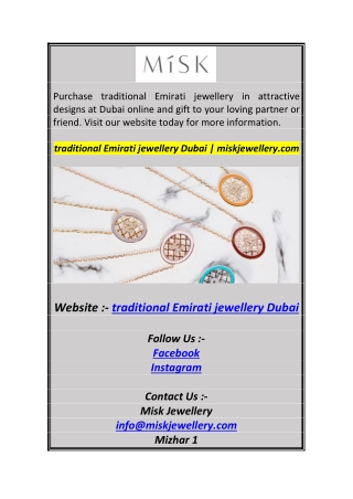 traditional Emirati jewellery Dubai  miskjewellery.co