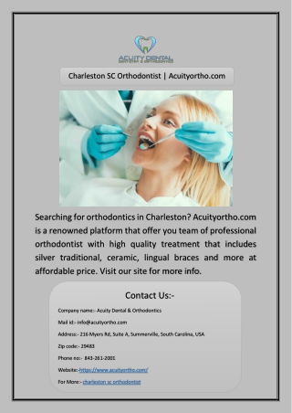Charleston SC Orthodontist | Acuityortho.com