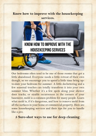 Housekeeping services help to improvise any property