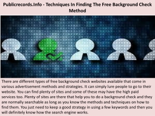 Publicrecords.Info - Techniques In Finding The Free Background Check Method