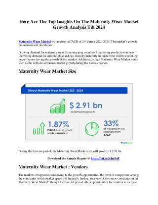 Here Are The Top Insights On The Maternity Wear Market Growth Analysis Till 2024