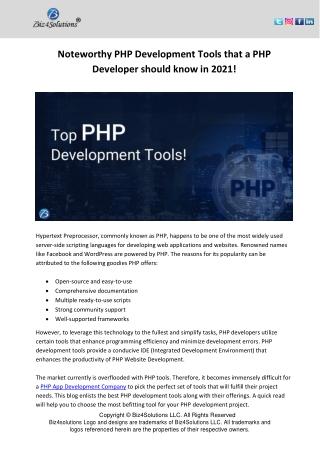 Noteworthy PHP Development Tools that a PHP Developer should know in 2021!