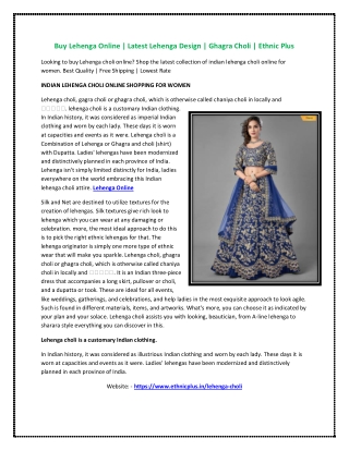 Buy Lehenga Online | Latest Lehenga Design | Ghagra Choli | Ethnic Plus