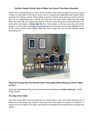 Get the 4 Seater Dining Table to Make Your Dinner Time More Enjoyable - Google Docs