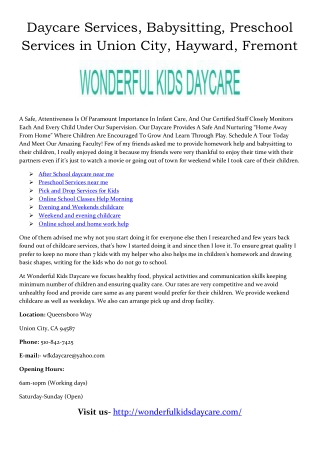 Evening and Weekends childcare