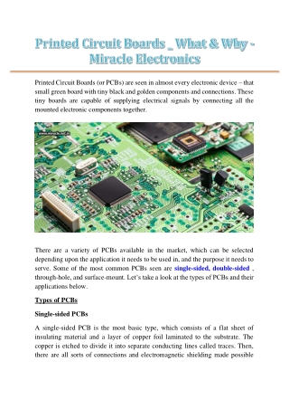 Printed Circuit Boards _ What & Why - Miracle Electronics