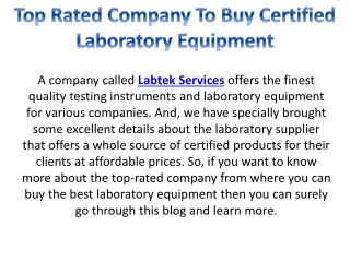 Buy Certified Laboratory Supplies In UK